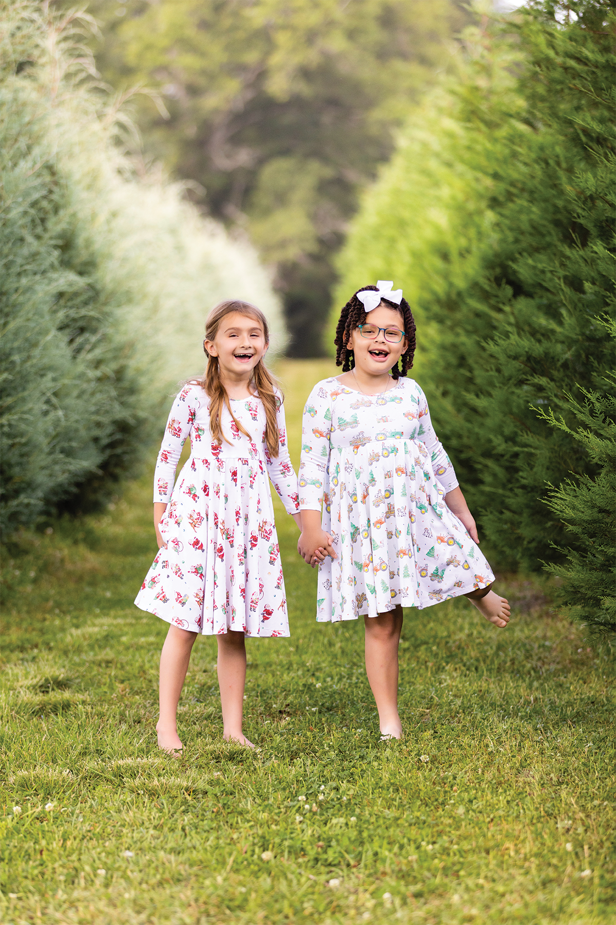 Moo-y Christmas Organic Cotton Christmas Dress for Kids-Rogue Magnolia Custom Designs