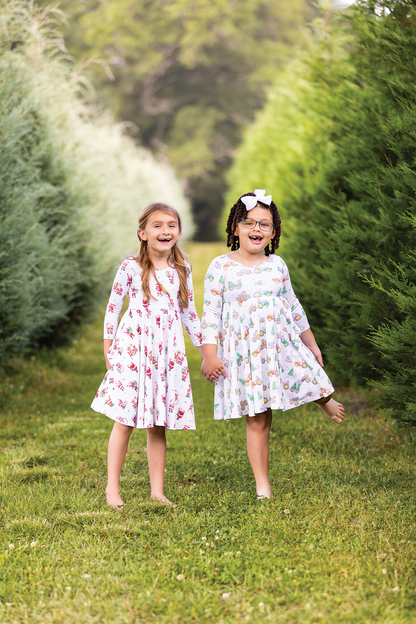 Moo-y Christmas Organic Cotton Christmas Dress for Kids-Rogue Magnolia Custom Designs