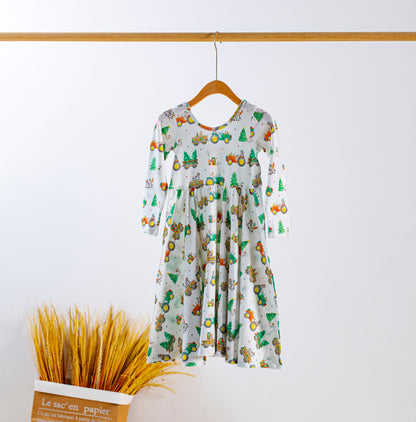 Moo-y Christmas Organic Cotton Christmas Dress for Kids-Rogue Magnolia Custom Designs