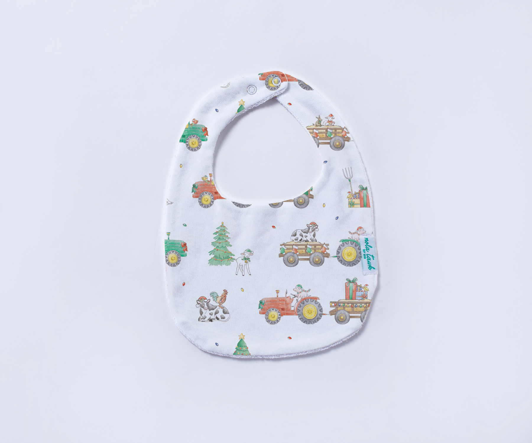 Moo-y Christmas Organic Cotton Christmas Baby Bib-Rogue Magnolia Custom Designs