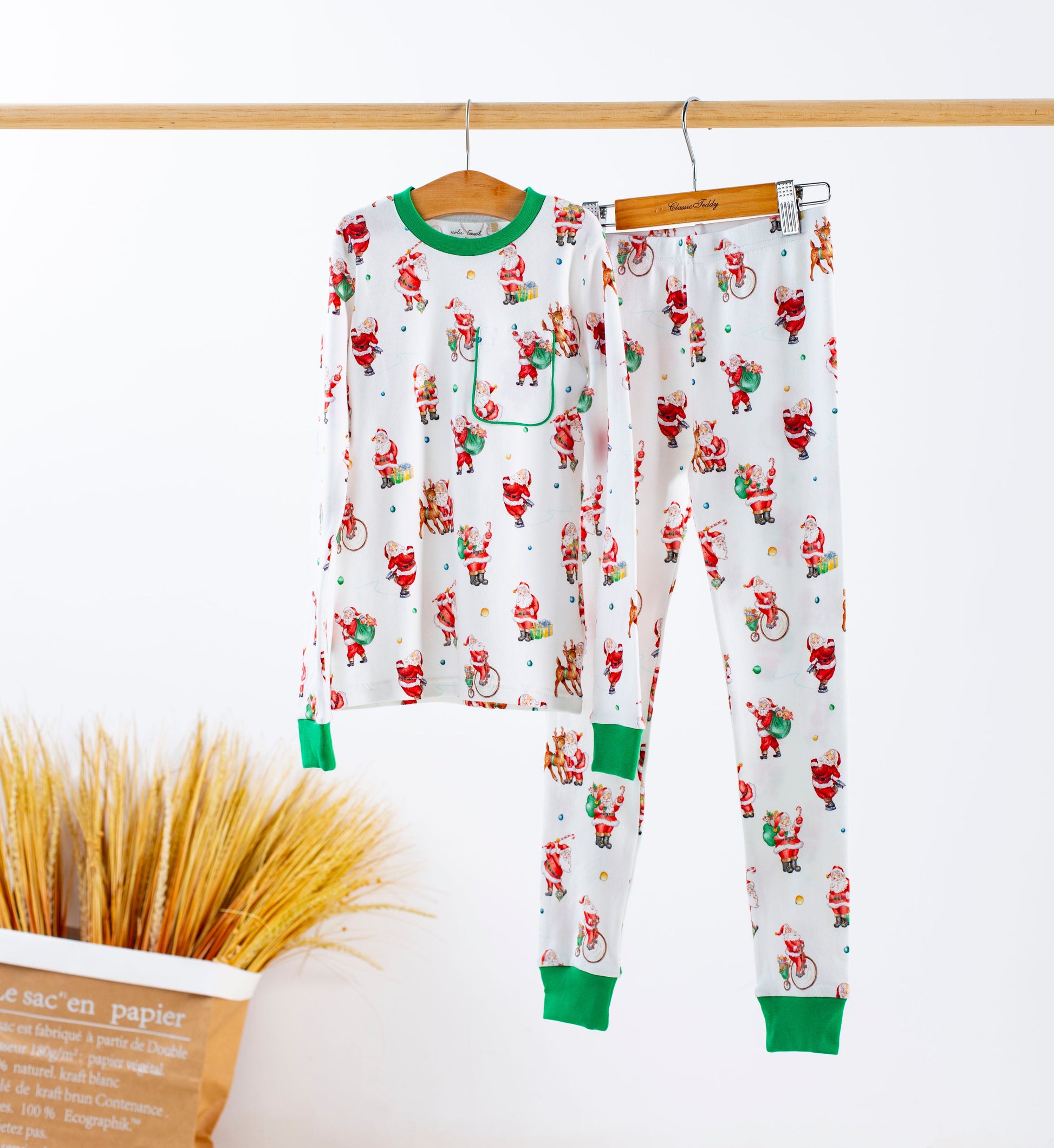 Santa Claus is Coming to Town Organic Cotton Christmas Kids Pajamas-Rogue Magnolia Custom Designs