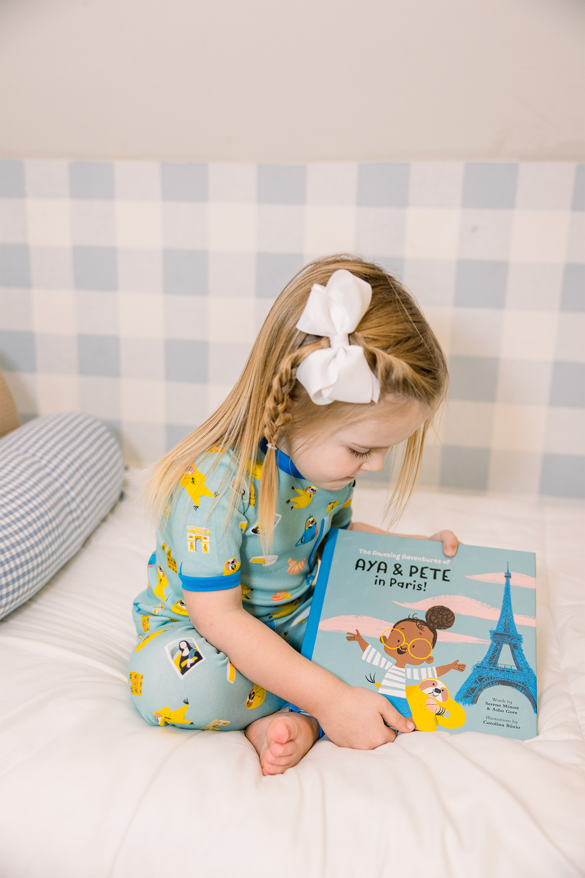 Aya & Pete in Paris Organic Cotton Kids Pajamas & Book Set-Rogue Magnolia Custom Designs