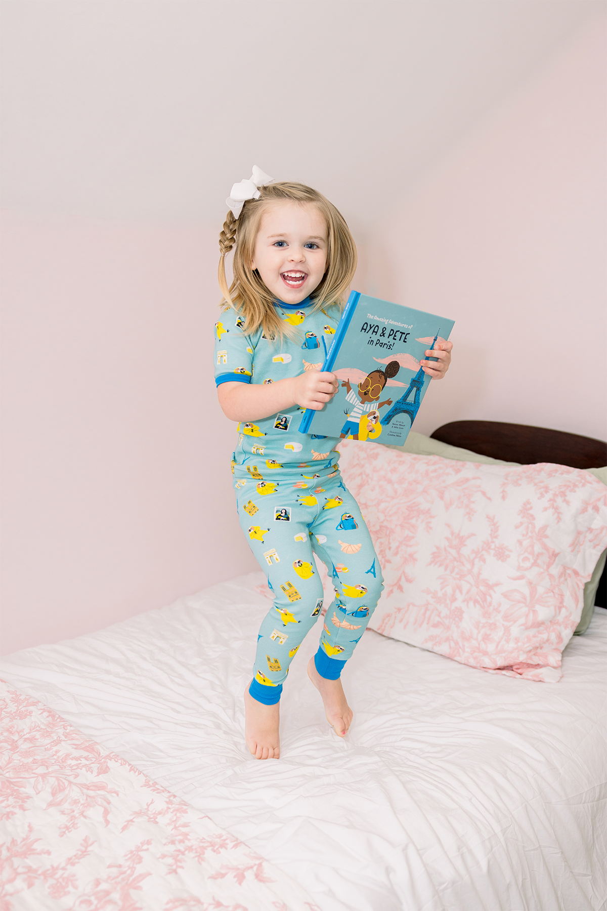 Aya & Pete in Paris Organic Cotton Kids Pajamas & Book Set-Rogue Magnolia Custom Designs