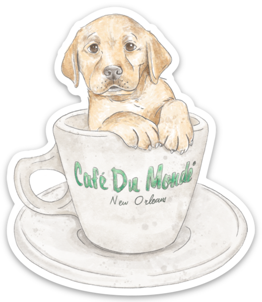 Cafe Du Monde Pup in a Cup Die Cut Stickers-Rogue Magnolia Custom Designs