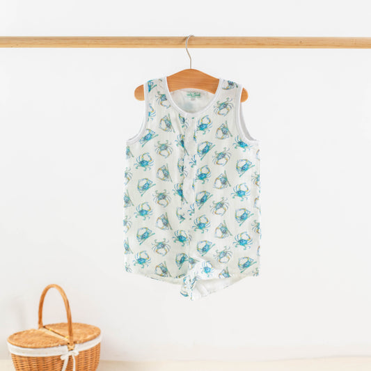 Catching Crabs Organic Muslin Shortalls-Rogue Magnolia Custom Designs
