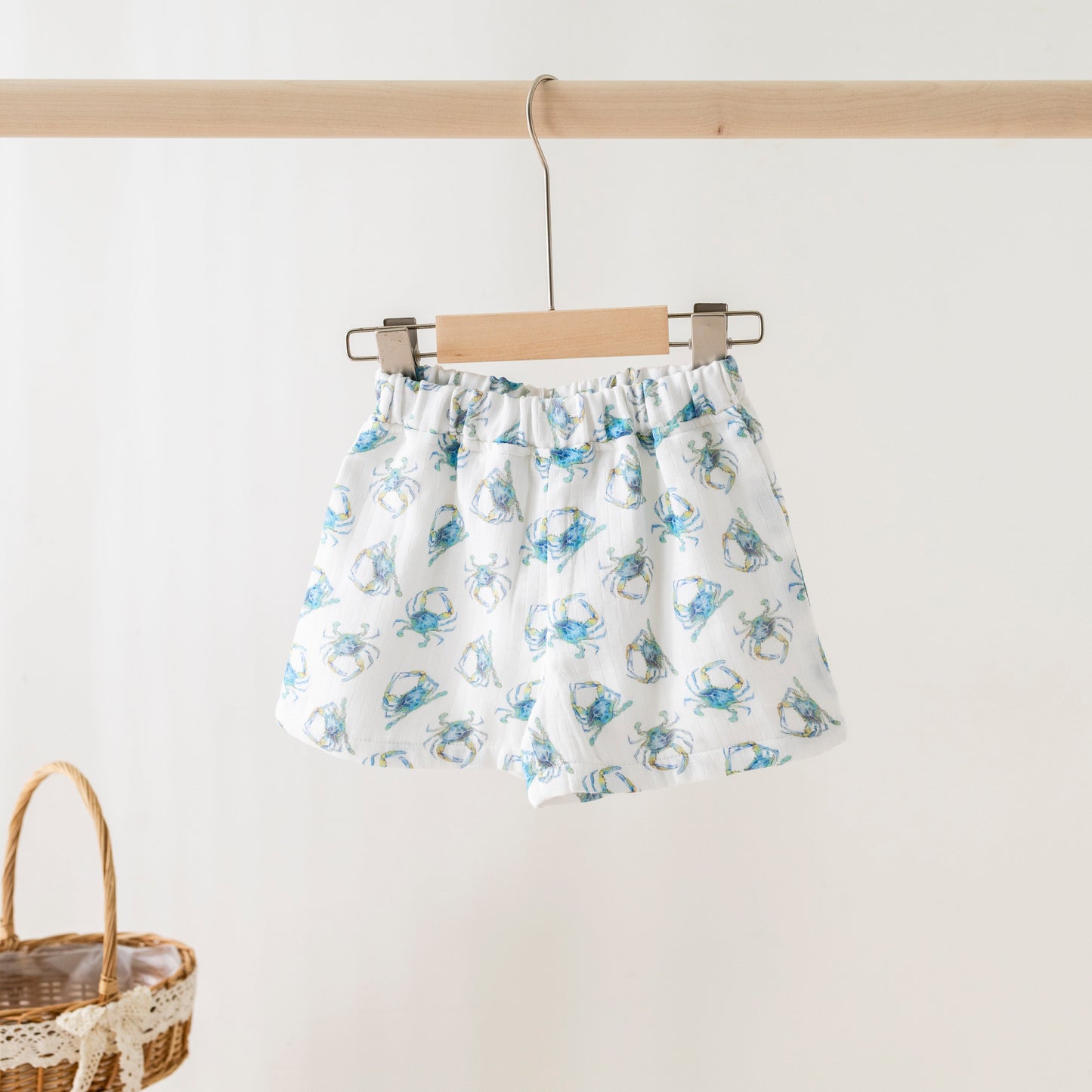 Catching Crabs Organic Muslin Shorts-Rogue Magnolia Custom Designs