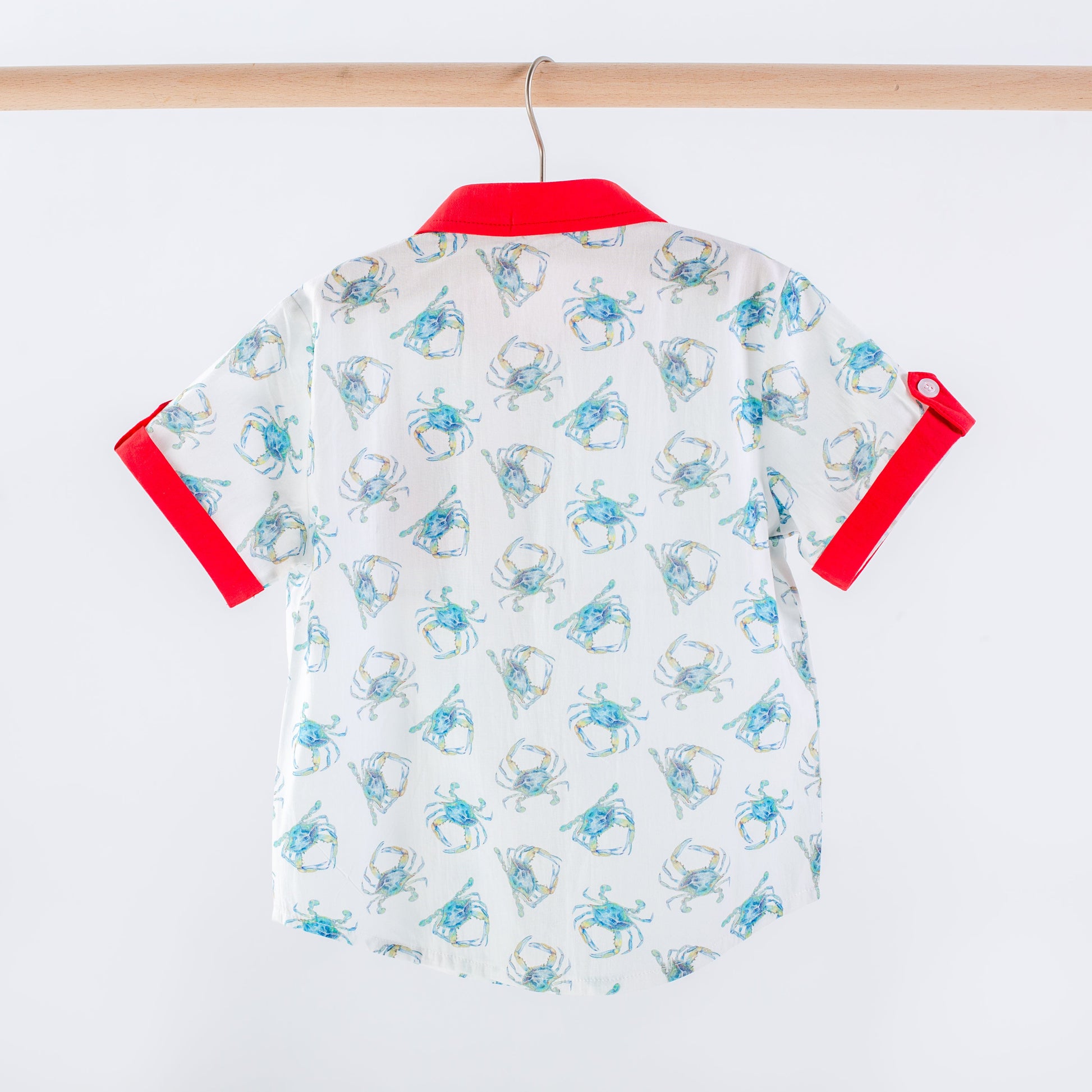 Catching Crabs Kid's Short Sleeve Collared Shirt-Rogue Magnolia Custom Designs