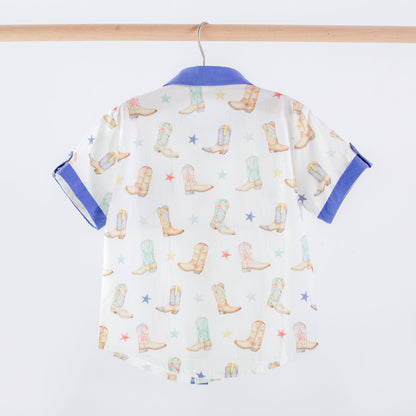 Giddy Up Short Sleeve Collared Shirt-Rogue Magnolia Custom Designs