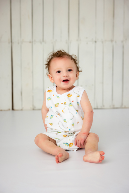 Gone Fishing Organic Muslin Shortalls-Rogue Magnolia Custom Designs