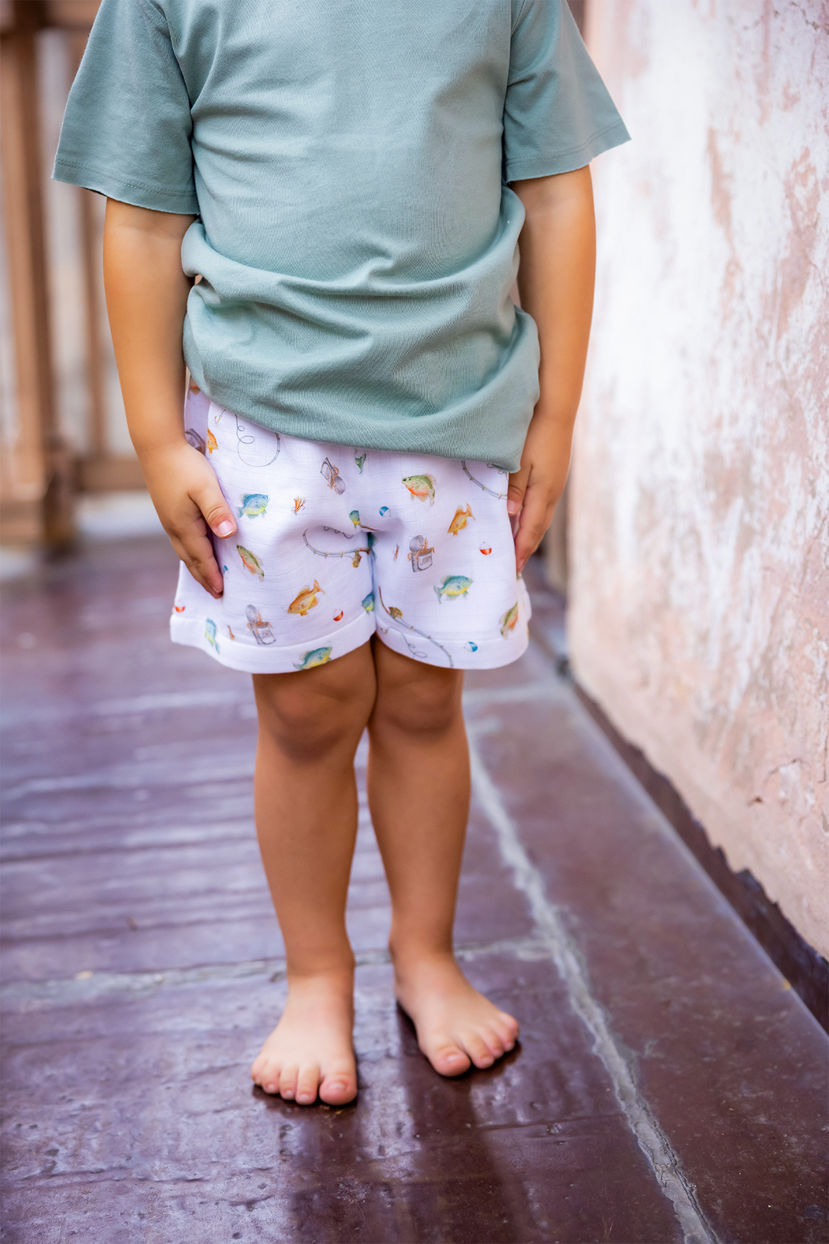 Gone Fishing Organic Muslin Shorts-Rogue Magnolia Custom Designs