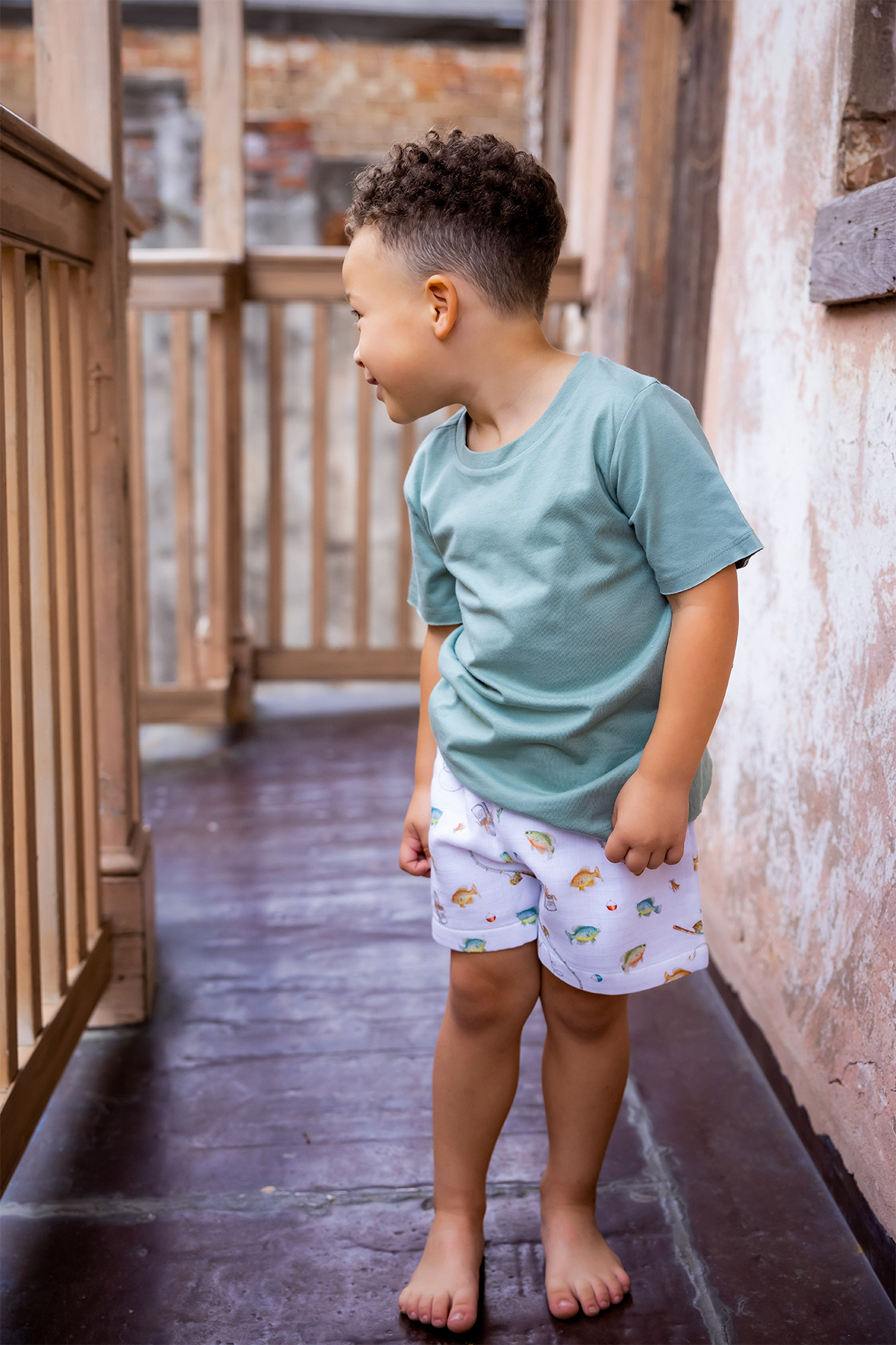 Gone Fishing Organic Muslin Shorts-Rogue Magnolia Custom Designs