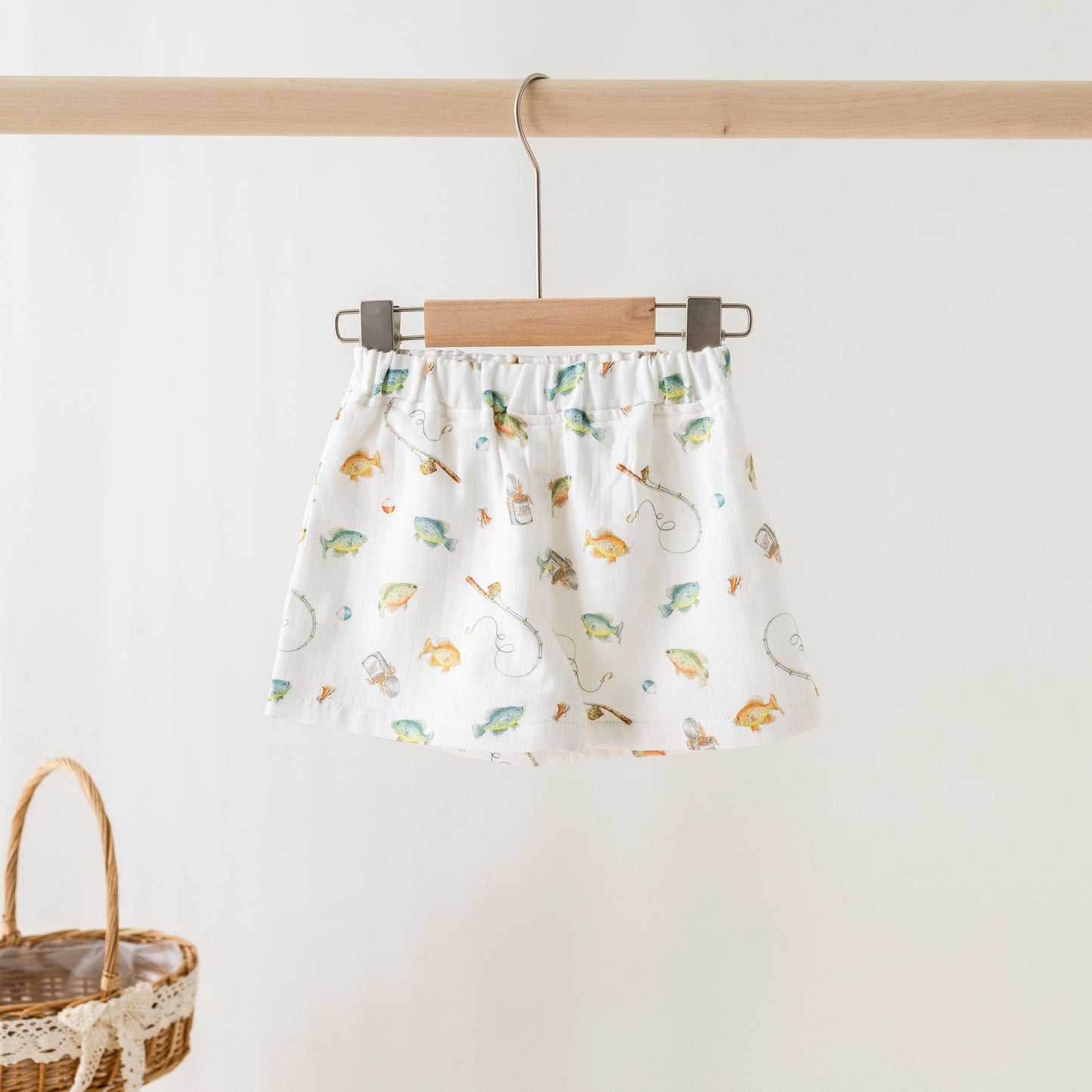 Gone Fishing Organic Muslin Shorts-Rogue Magnolia Custom Designs