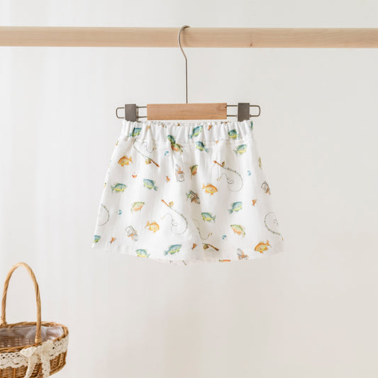 Gone Fishing Organic Muslin Shorts-Rogue Magnolia Custom Designs