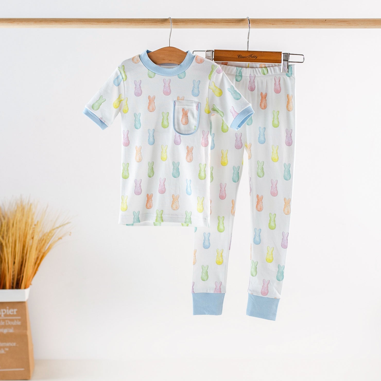 Hoppy Easter Organic Cotton Kids Pajamas-Rogue Magnolia Custom Designs