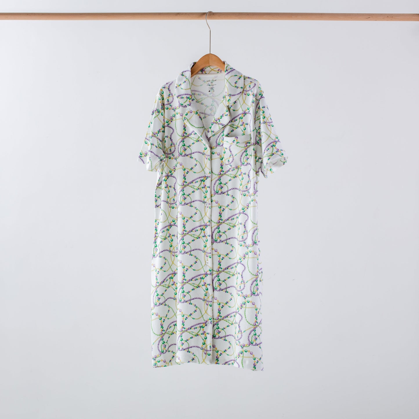 Just Here for the Beads Women's Organic Cotton Mardi Gras Pajamas-Rogue Magnolia Custom Designs