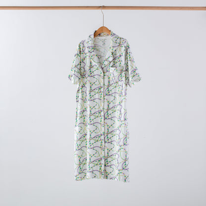 Just Here for the Beads Women's Organic Cotton Mardi Gras Pajamas-Rogue Magnolia Custom Designs