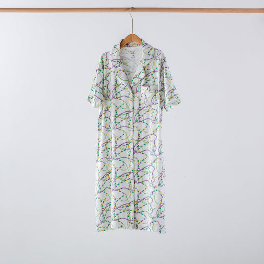 Just Here for the Beads Women's Organic Cotton Mardi Gras Pajamas-Rogue Magnolia Custom Designs