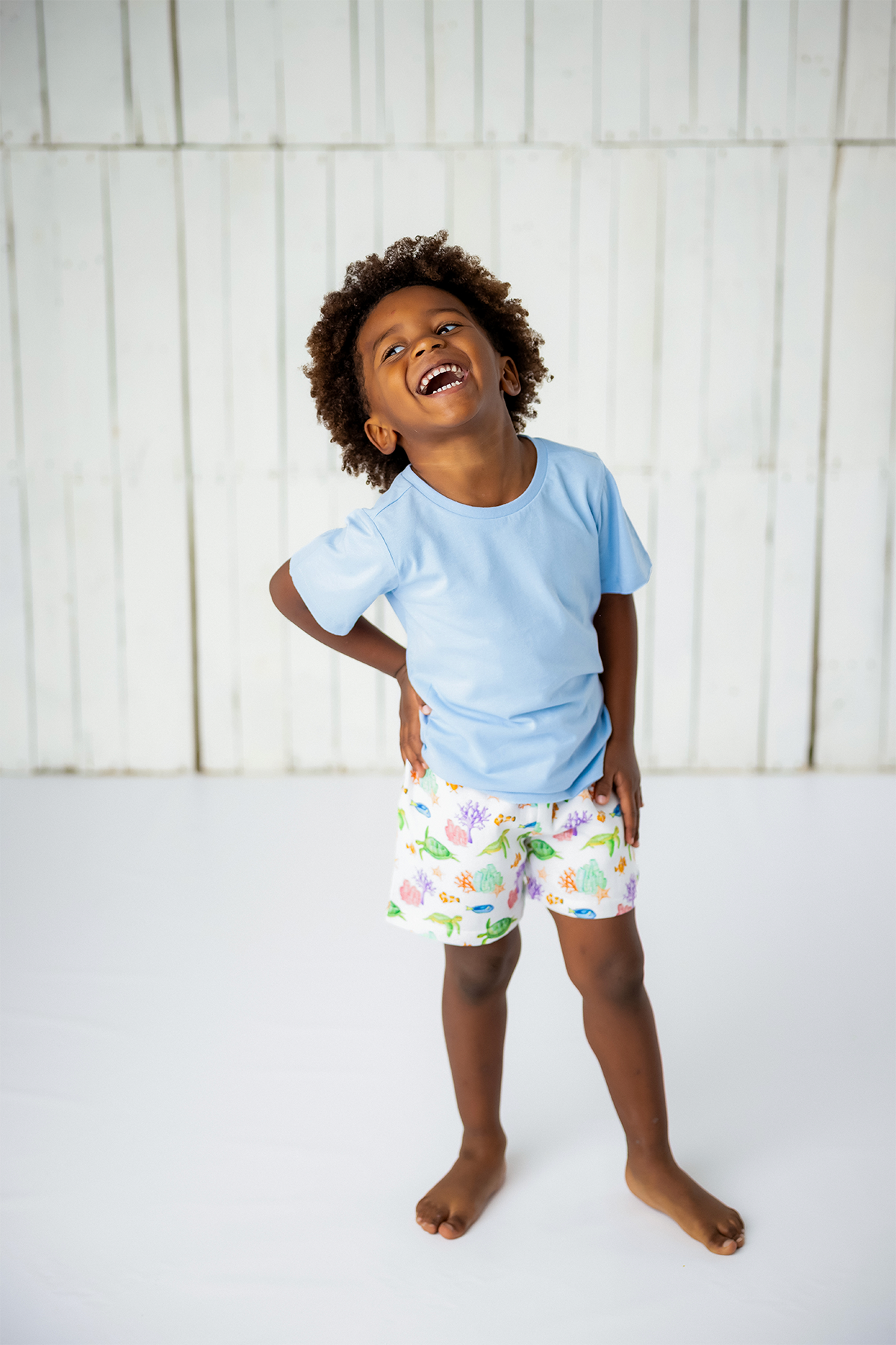 Just Keep Swimming Organic Muslin Shorts-Rogue Magnolia Custom Designs