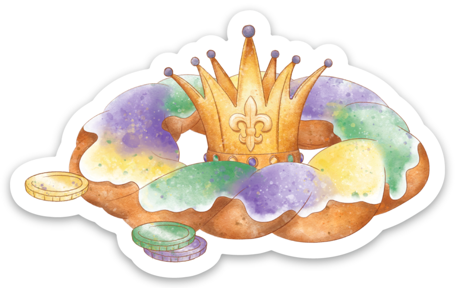 King Cake Die Cut Stickers-Rogue Magnolia Custom Designs