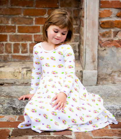 King Cake Organic Cotton Kids Mardi Gras Dress-Rogue Magnolia Custom Designs