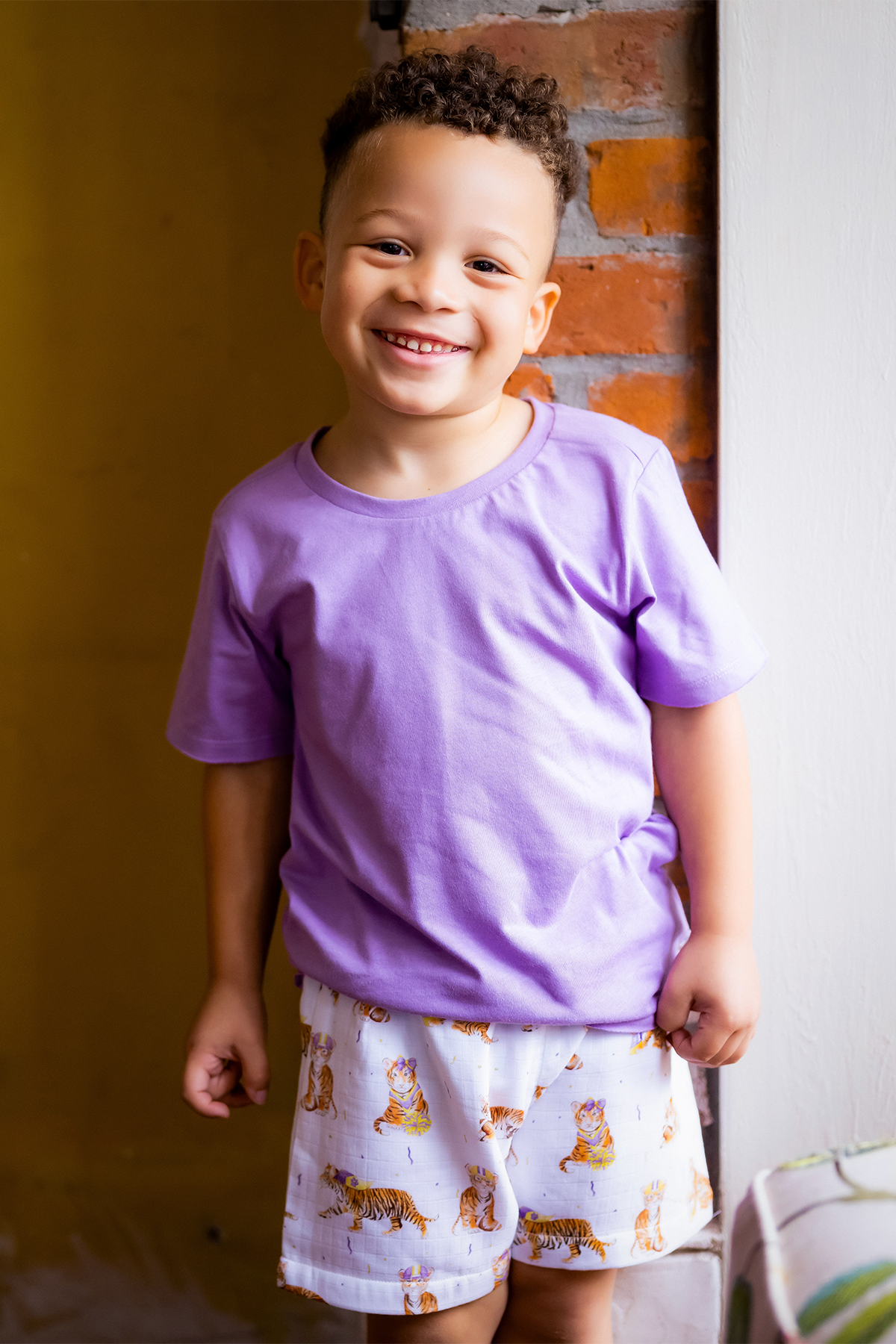 MVC: Louisiana Tigers Organic Muslin Shorts-Rogue Magnolia Custom Designs