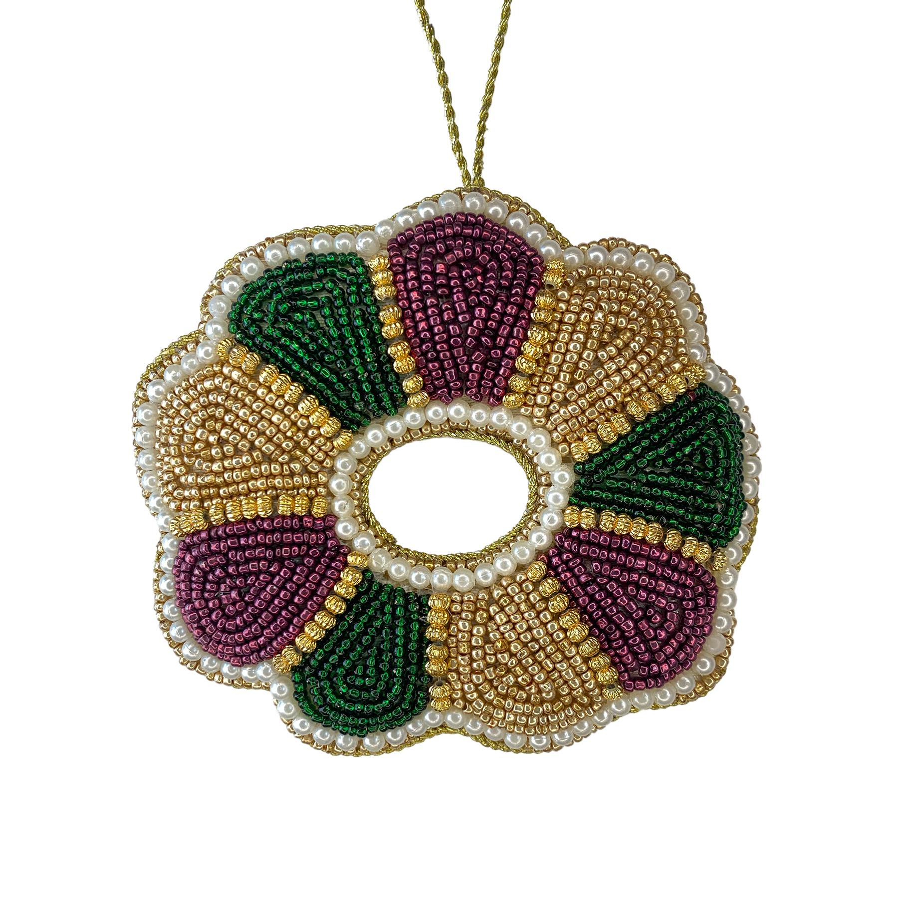 King Cake Mardi Gras Beaded Ornament-Rogue Magnolia Custom Designs