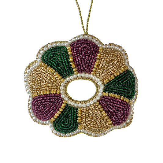 King Cake Mardi Gras Beaded Ornament-Rogue Magnolia Custom Designs