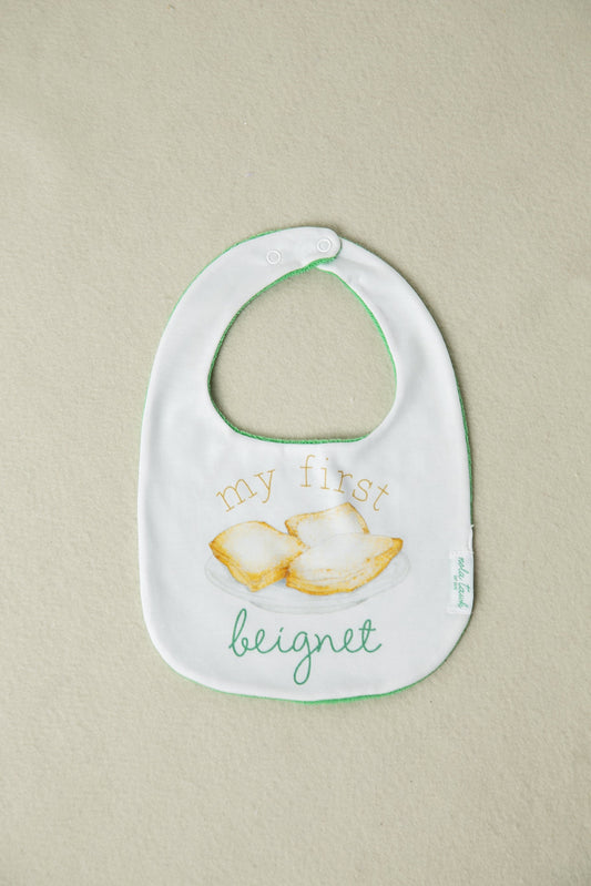 My First Beignet Organic Cotton Baby Bib-Rogue Magnolia Custom Designs