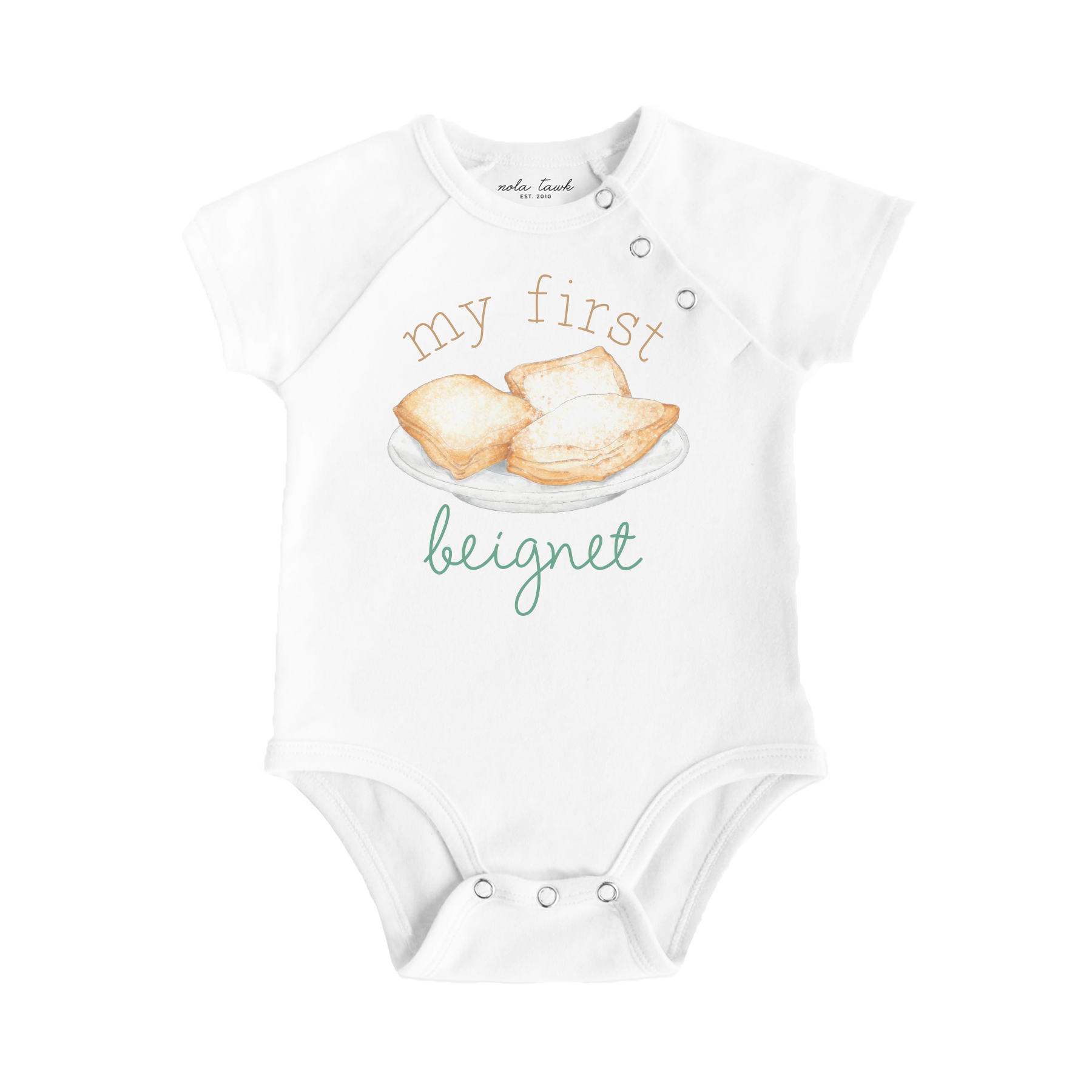 My First Beignet Organic Cotton Baby Onesie-Rogue Magnolia Custom Designs