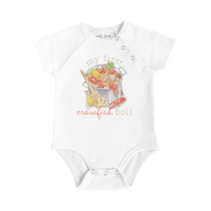 My First Crawfish Boil Organic Cotton Baby Onesie-Rogue Magnolia Custom Designs