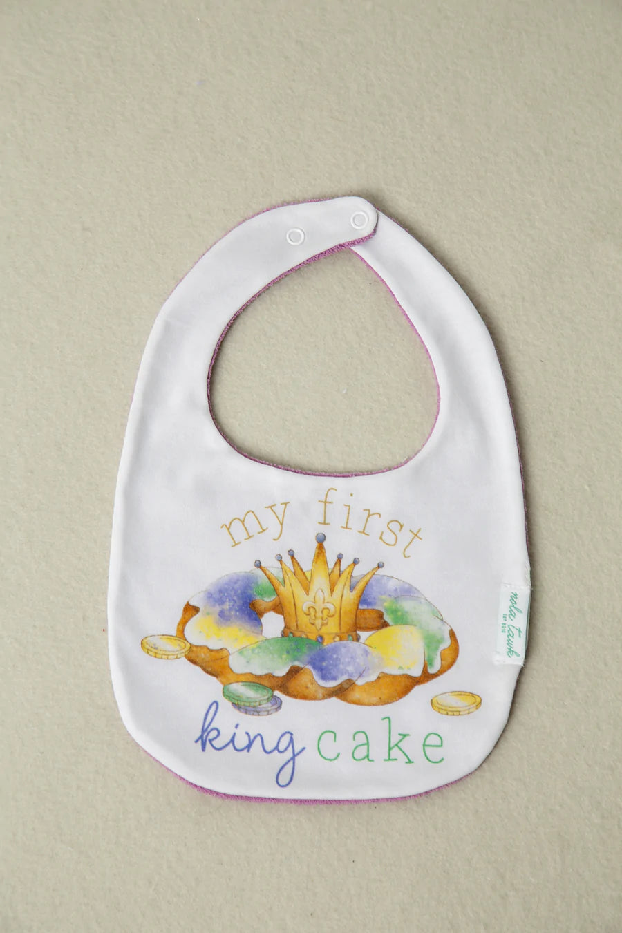 My First King Cake Organic Cotton Baby Bib-Rogue Magnolia Custom Designs