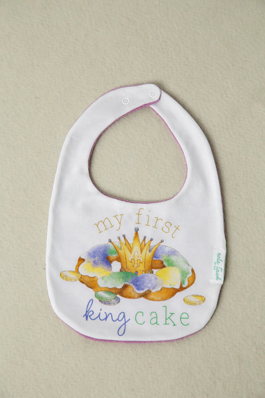 My First King Cake Organic Cotton Baby Bib-Rogue Magnolia Custom Designs