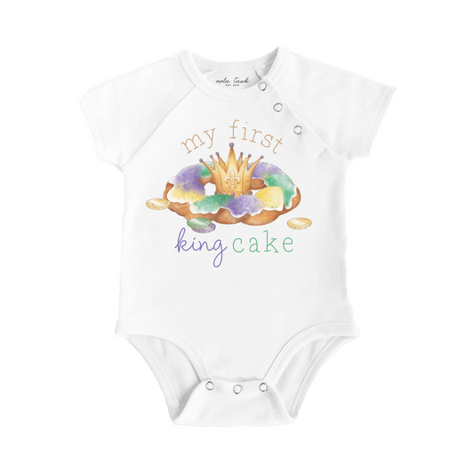 My First King Cake Organic Cotton Baby Onesie-Rogue Magnolia Custom Designs
