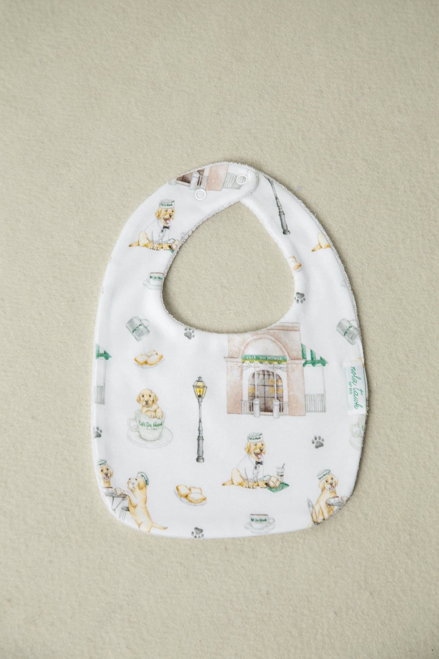 Powdered Sugar and Puppies Organic Cotton Baby Bib-Rogue Magnolia Custom Designs