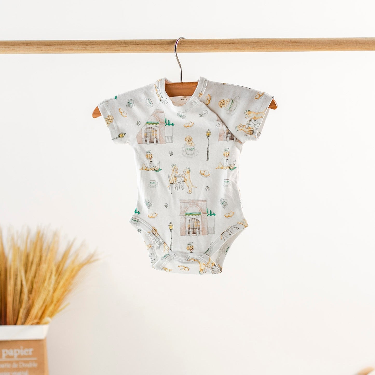 Powdered Sugar and Puppies Organic Cotton Baby Onesie-Rogue Magnolia Custom Designs