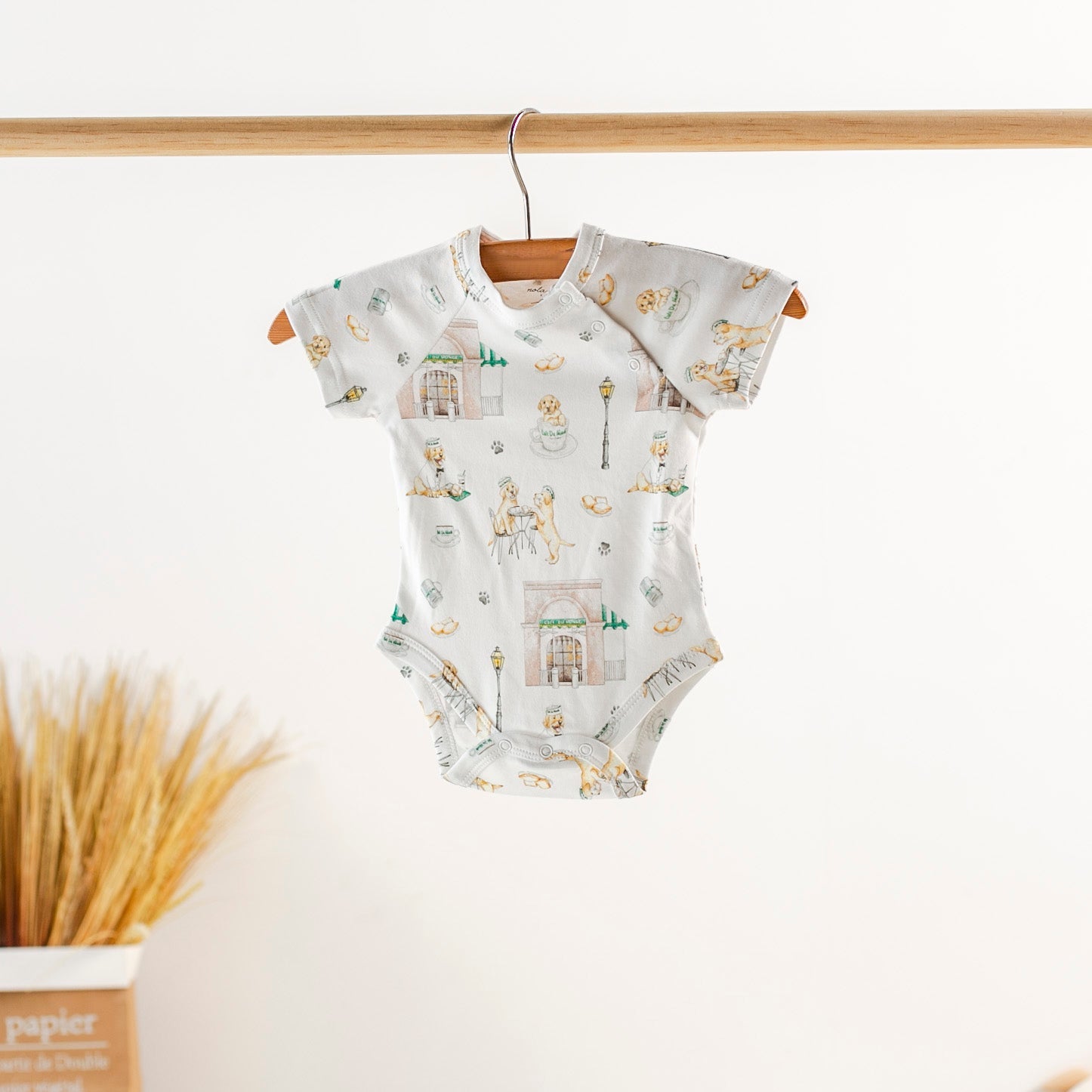 Powdered Sugar and Puppies Organic Cotton Baby Onesie-Rogue Magnolia Custom Designs