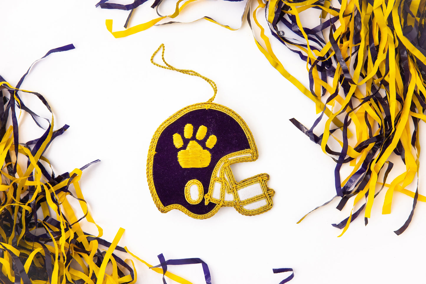 Purple & Gold Football Helmet Embroidered Christmas Ornament-Rogue Magnolia Custom Designs