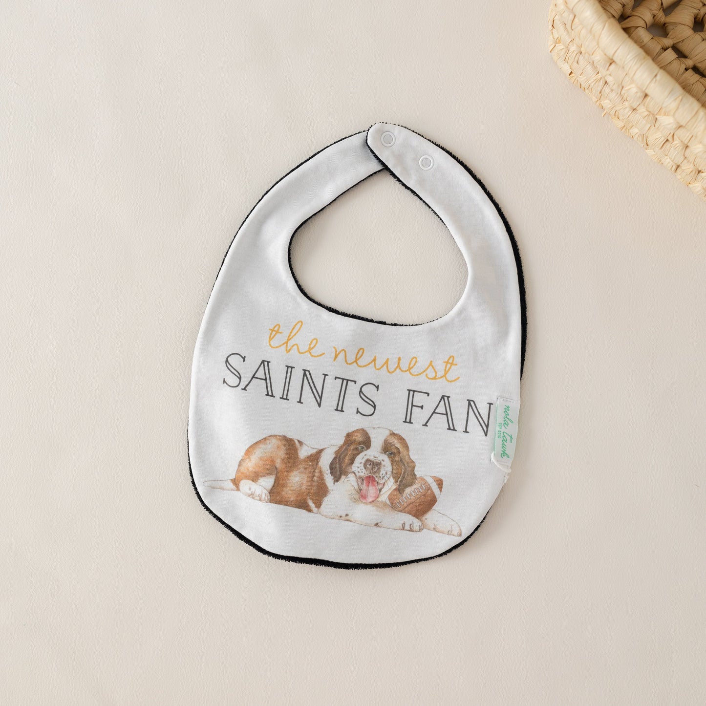 The Newest Saints Fan Organic Cotton Baby Bib-Rogue Magnolia Custom Designs