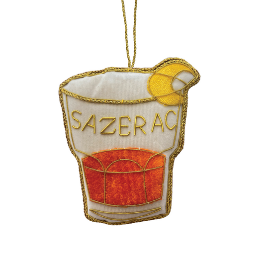 Sazerac Cocktail Embroidered Christmas Ornament-Rogue Magnolia Custom Designs