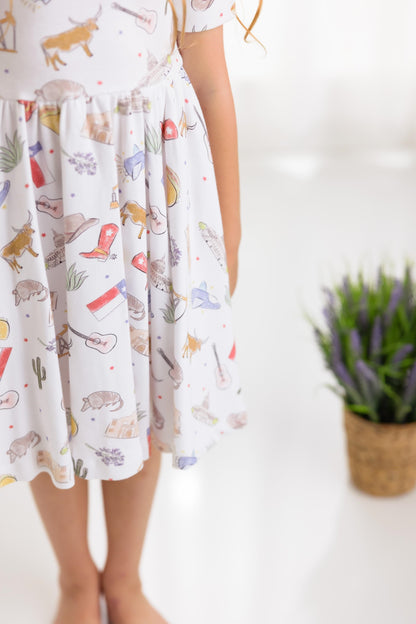 Texas Kids Organic Cotton Twirl Dress-Rogue Magnolia Custom Designs