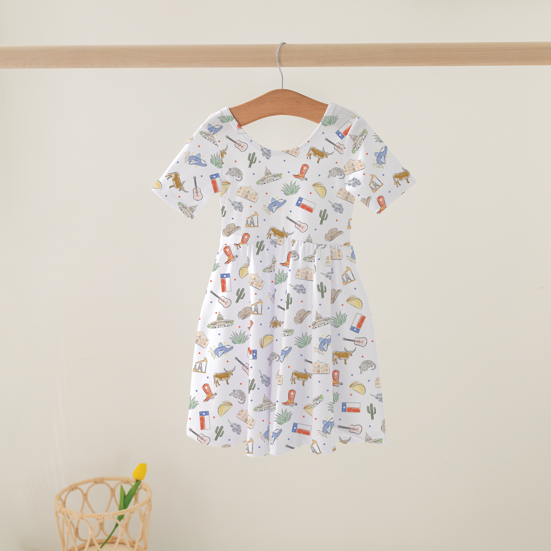 Texas Kids Organic Cotton Twirl Dress-Rogue Magnolia Custom Designs
