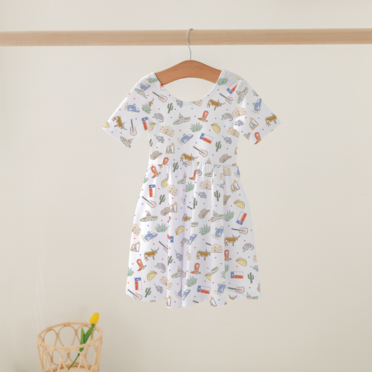 Texas Kids Organic Cotton Twirl Dress-Rogue Magnolia Custom Designs