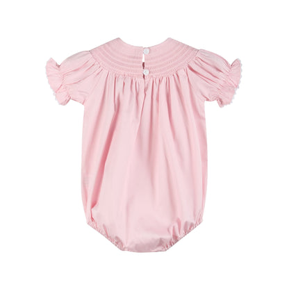 Pink and White Smocked Bubble Romper
