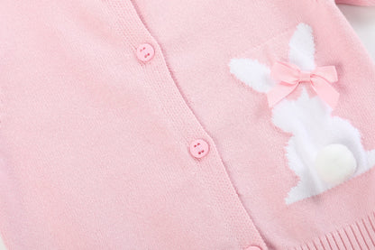 Pink Knit Easter Bunny Cardigan