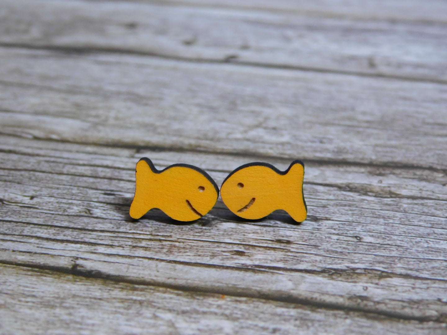 Goldfish Cracker Stud Earrings-Rogue Magnolia Custom Designs