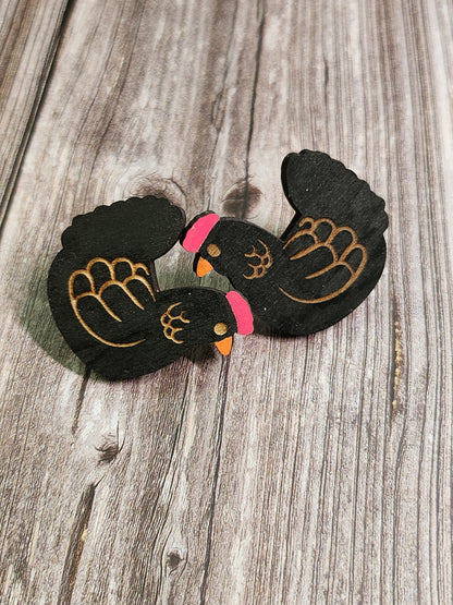 Chicken Stud Earrings-Rogue Magnolia Custom Designs