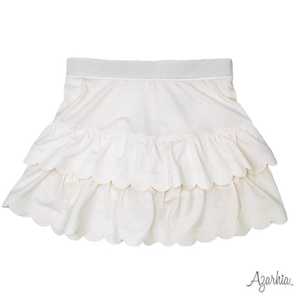 Scalloped Skort in Solid White