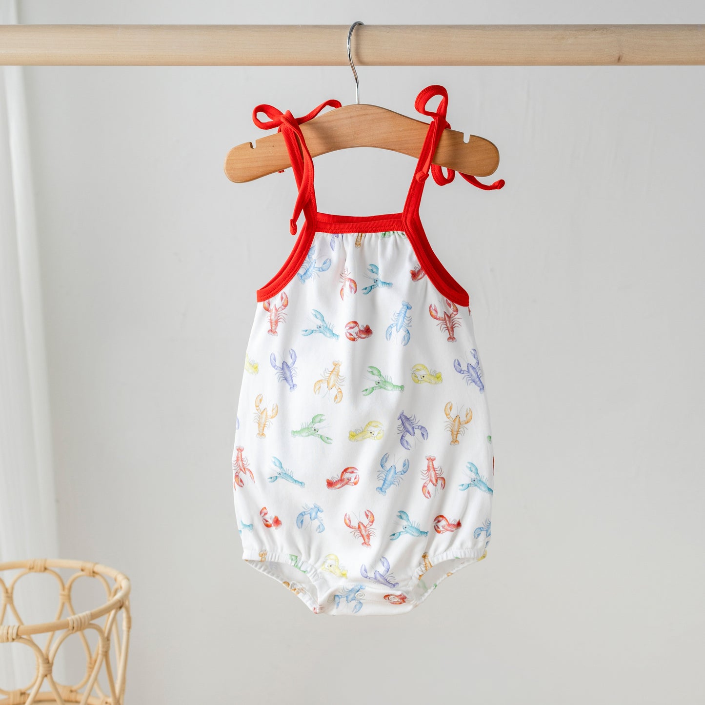Colorful Claws Organic Cotton Crawfish Shoulder-Tie Onesie-Rogue Magnolia Custom Designs