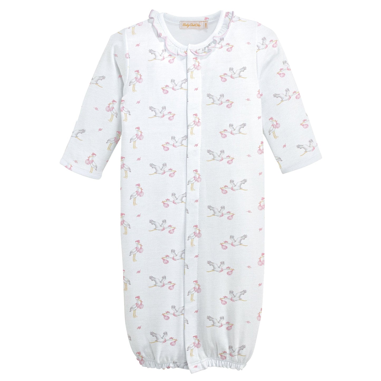 Tiny Storks Girl Printed Convertible Gown w/ Ruffle
