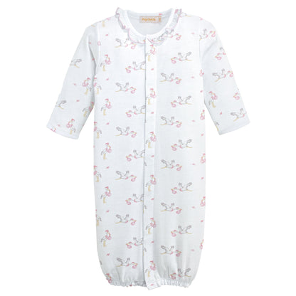 Tiny Storks Girl Printed Convertible Gown w/ Ruffle